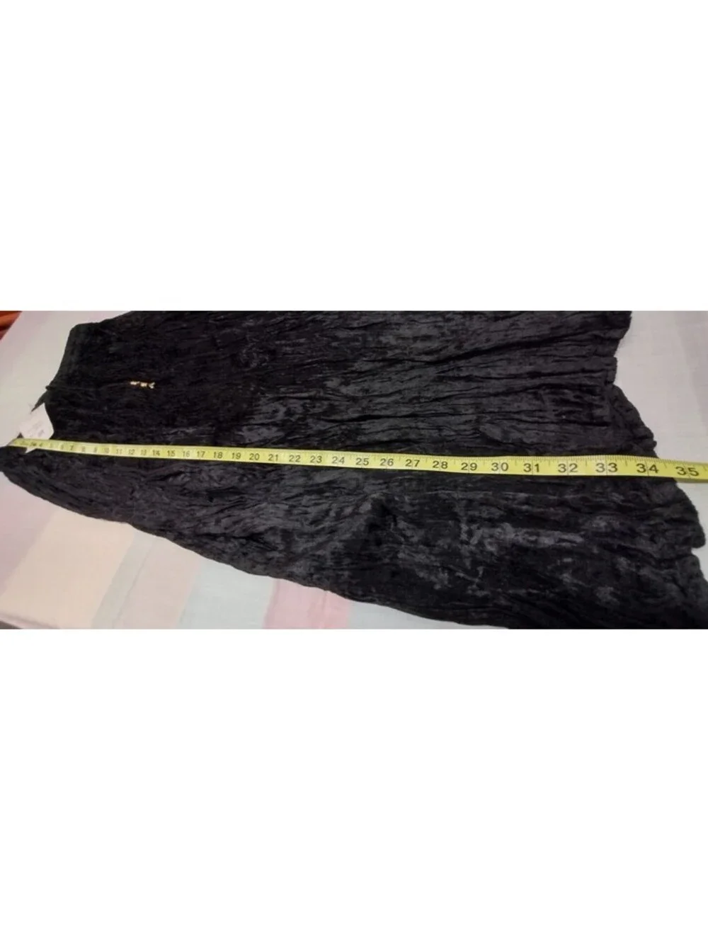 Vintage Authentic New Wave Goth Black Velvet Crush Skirt Witchy Broomstick M NEW